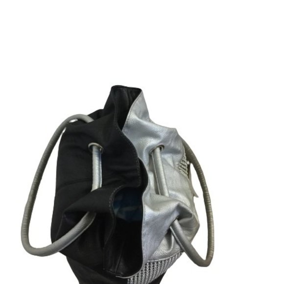 Silver & Black Sparkling Ladies Handbag - Picture 12 of 14